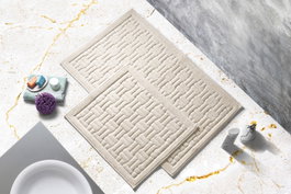 Mijölnir Juego de alfombrillas de baño de algodón crema de 2 piezas